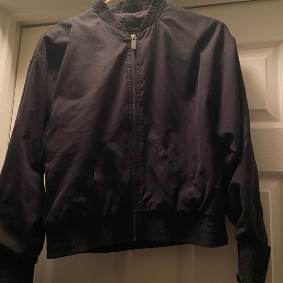 Black cotton on bomber jacket - Picture 1 of 1